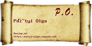 Pétyi Olga névjegykártya